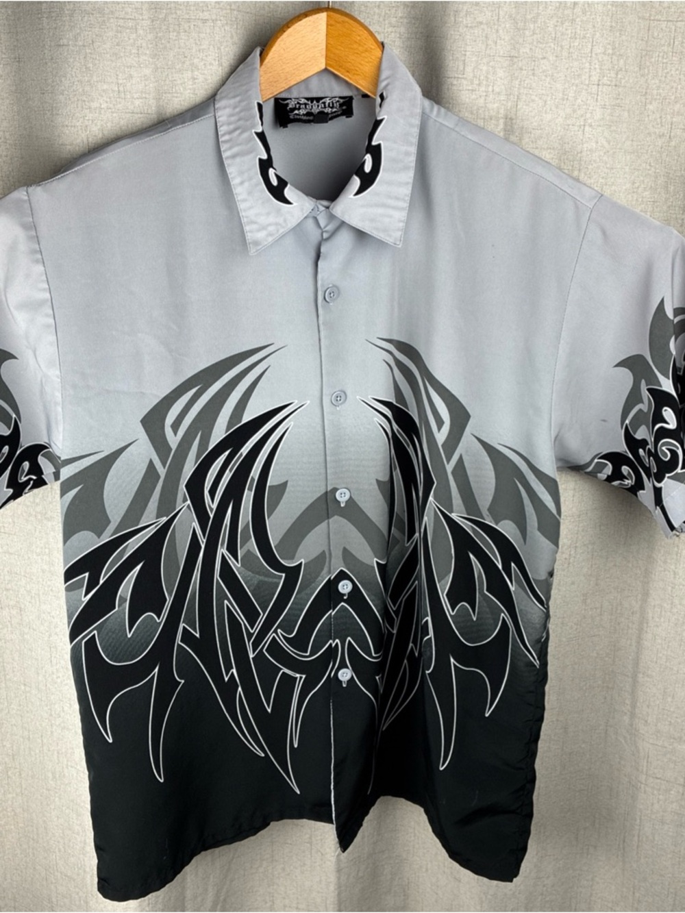 Dragonfly Mens L XL Shirt Black Gothic Flame Tribal Y2K Subculture Streetwear